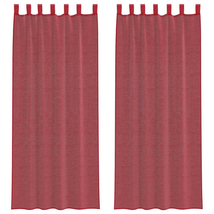 Voile Curtains with Rod Pockets 2 pcs Wine Red