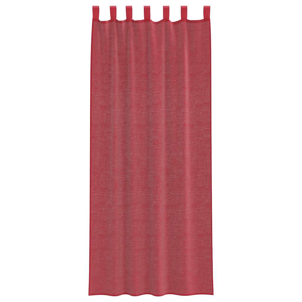 Voile Curtains with Rod Pockets 2 pcs Wine Red