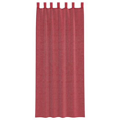 Voile Curtains with Rod Pockets 2 pcs Wine Red