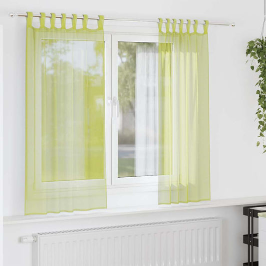 Voile Curtains with Tab Top 2 pcs Apple Green