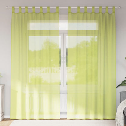 Voile Curtains with Tab Top 2 pcs Apple Green