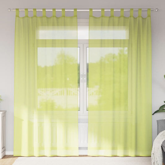 Voile Curtains with Tab Top 2 pcs Apple Green