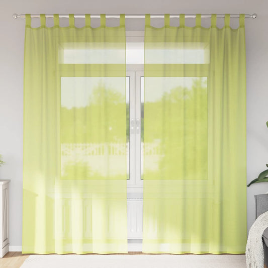 Voile Curtains with Tab Top 2 pcs Apple Green