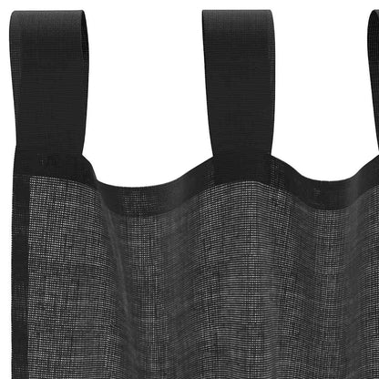 Voile Curtains with Tab Top 2 pcs Black