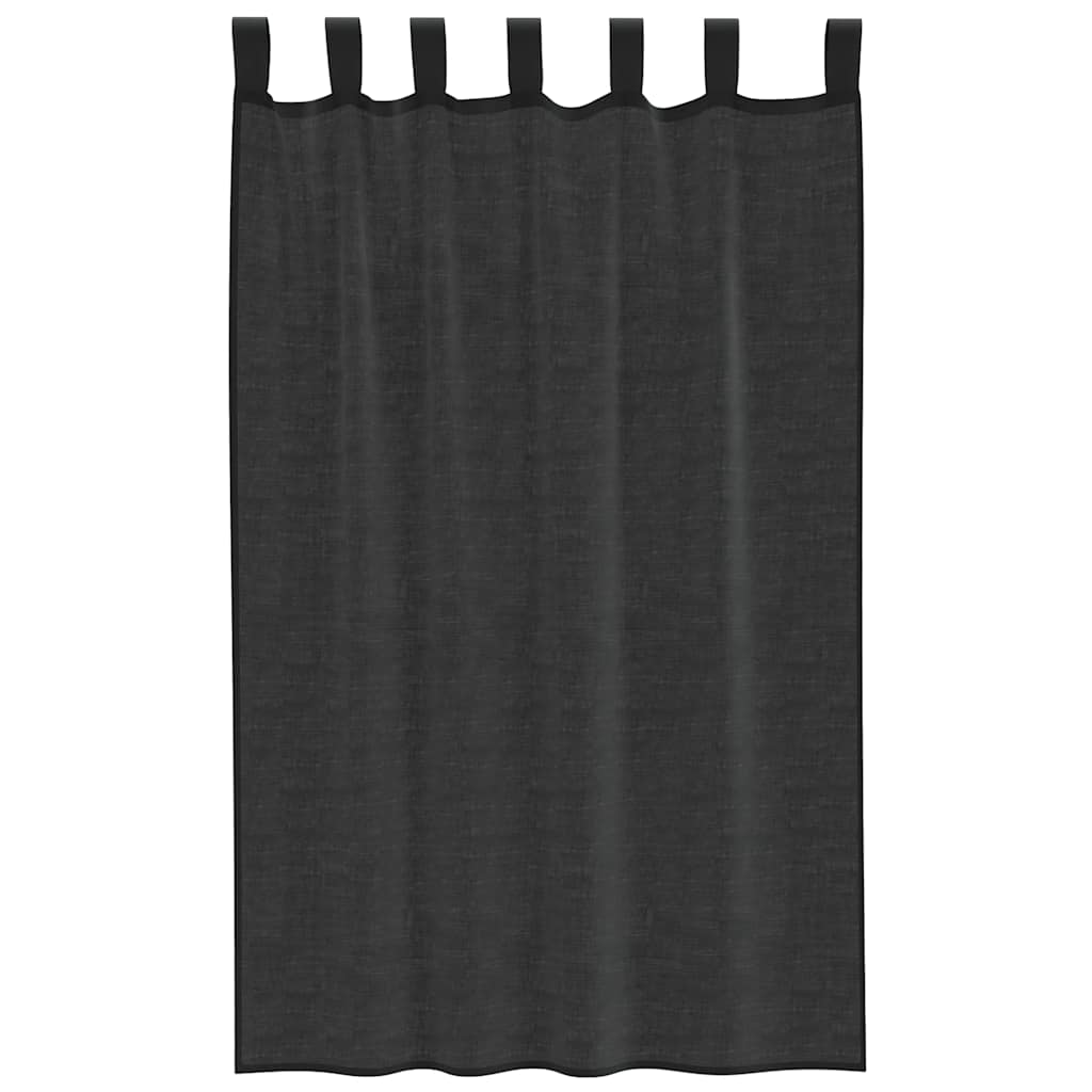 Voile Curtains with Tab Top 2 pcs Black