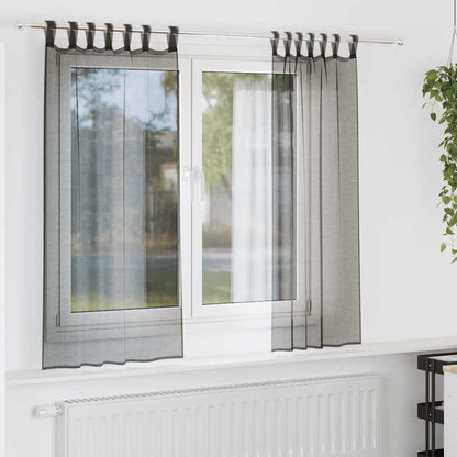 Voile Curtains with Tab Top 2 pcs Black