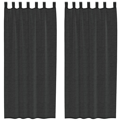 Voile Curtains with Tab Top 2 pcs Black