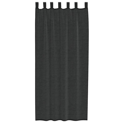 Voile Curtains with Tab Top 2 pcs Black
