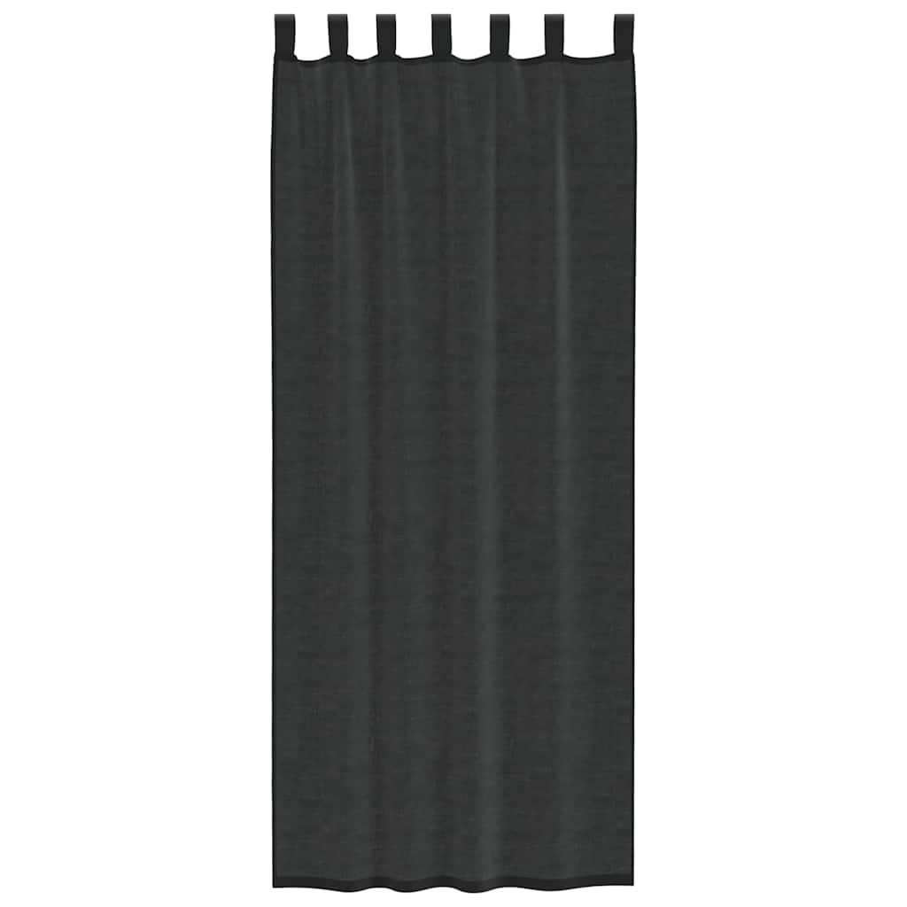Voile Curtains with Tab Top 2 pcs Black