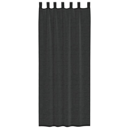 Voile Curtains with Tab Top 2 pcs Black