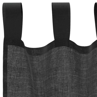 Voile Curtains with Tab Top 2 pcs Black