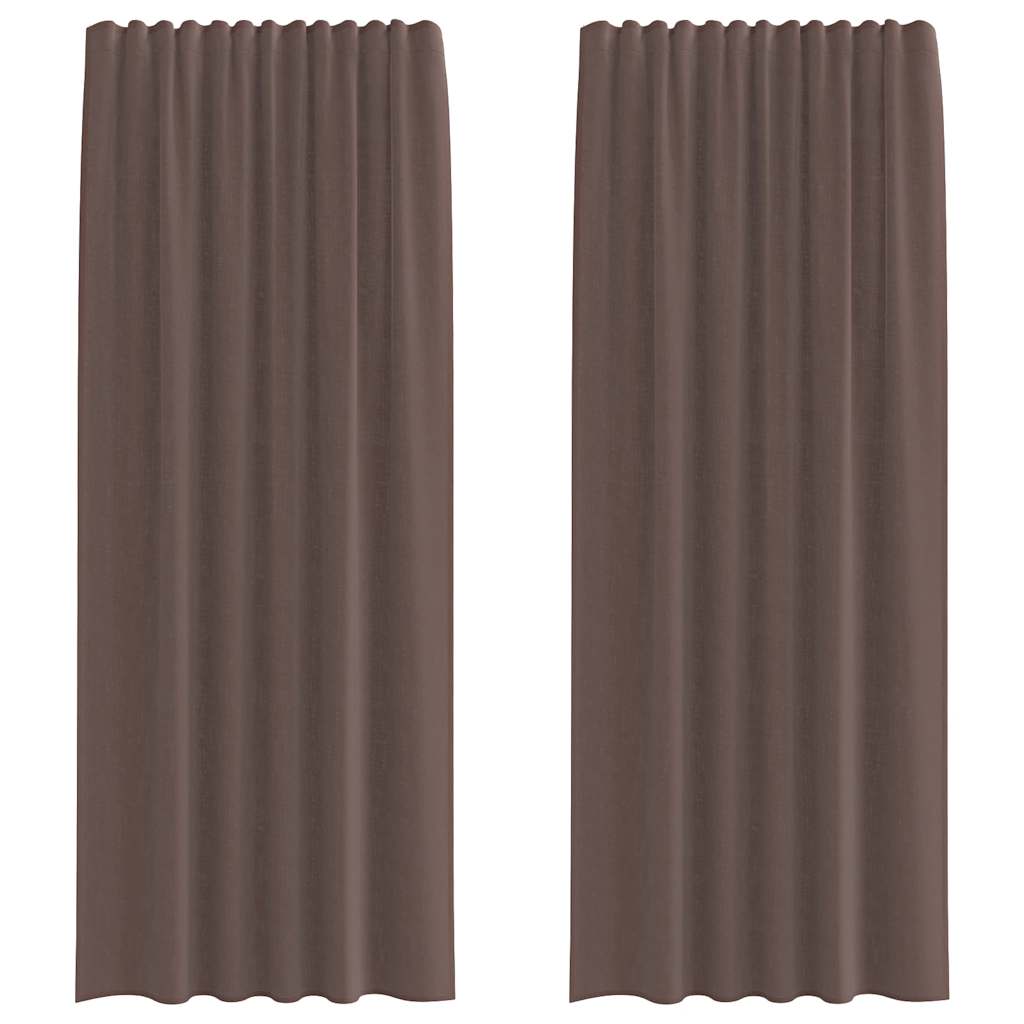 Voile Curtains with Tab Top 2 pcs Brown