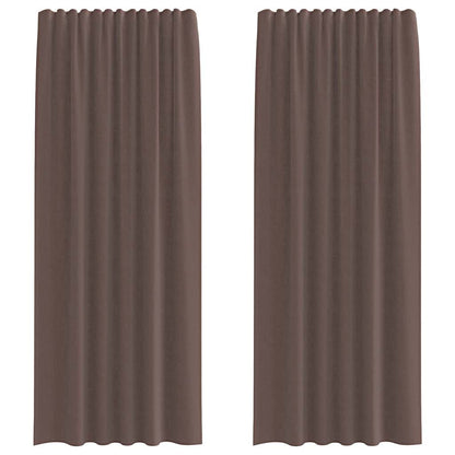 Voile Curtains with Tab Top 2 pcs Brown