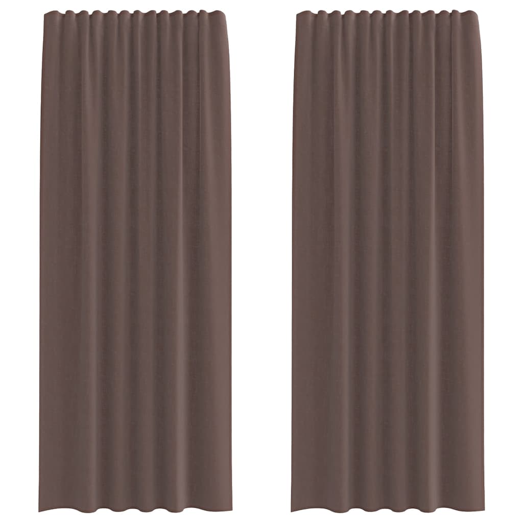 Voile Curtains with Tab Top 2 pcs Brown