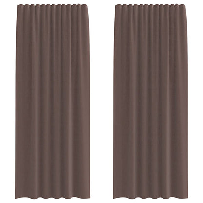 Voile Curtains with Tab Top 2 pcs Brown