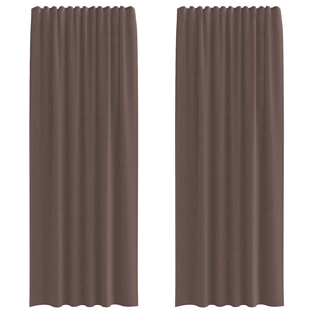 Voile Curtains with Tab Top 2 pcs Brown