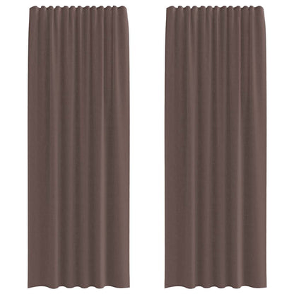 Voile Curtains with Tab Top 2 pcs Brown
