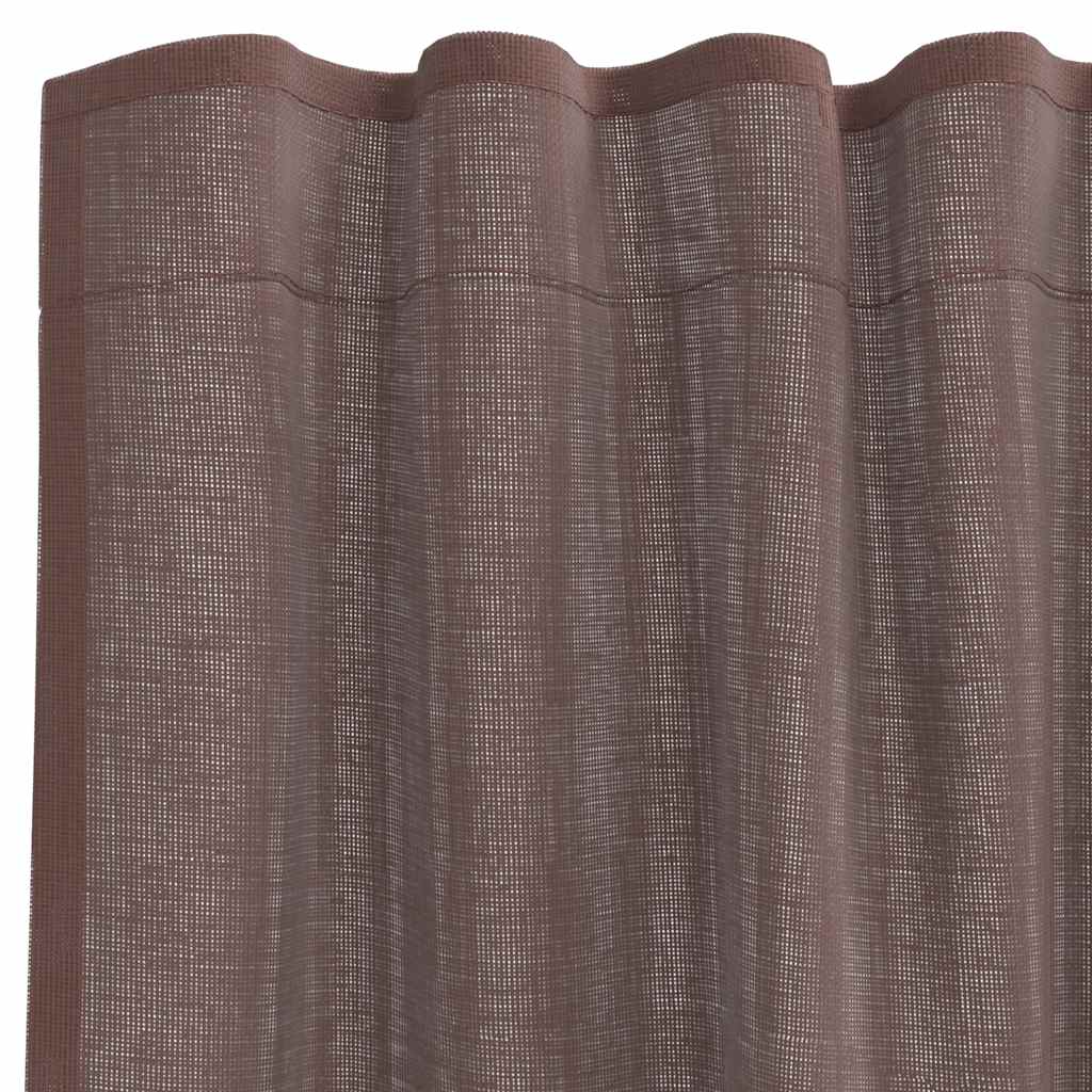 Voile Curtains with Tab Top 2 pcs Brown