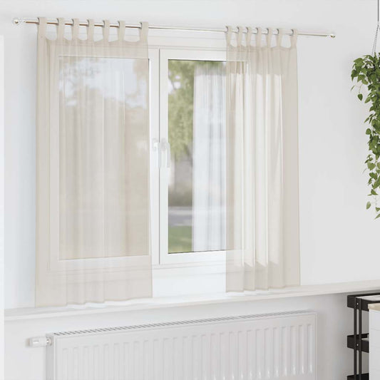 Voile Curtains with Tab Top 2 pcs Cream