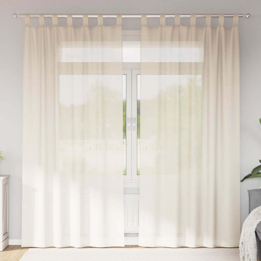 Voile Curtains with Tab Top 2 pcs Cream