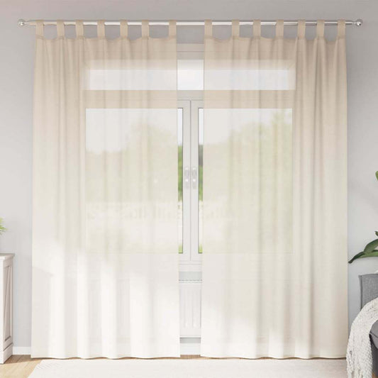 Voile Curtains with Tab Top 2 pcs Cream