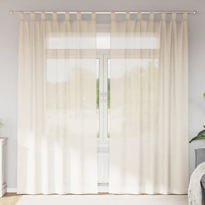 Voile Curtains with Tab Top 2 pcs Cream