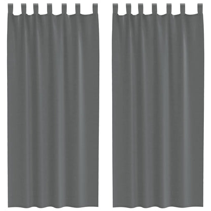 Voile Curtains with Loops 2 pcs Dark Grey 140x245 cm