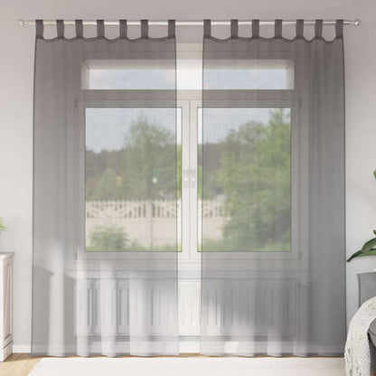 Voile Curtains with Loops 2 pcs Dark Grey 140x245 cm
