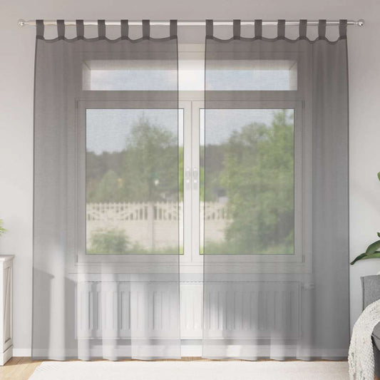 Voile Curtains with Loops 2 pcs Dark Grey 140x245 cm