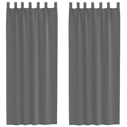 Voile Curtains with Loops 2 pcs Dark Grey 140x260 cm