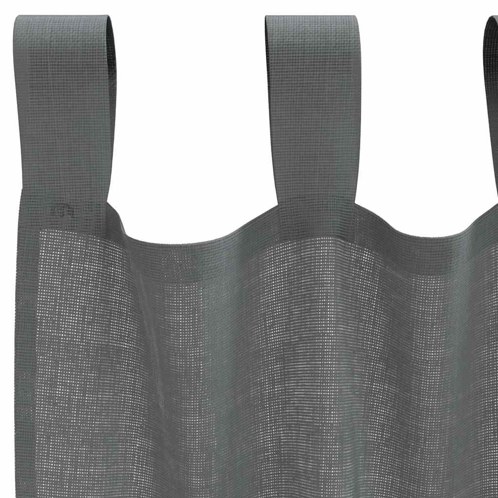 Voile Curtains with Loops 2 pcs Dark Grey 140x260 cm