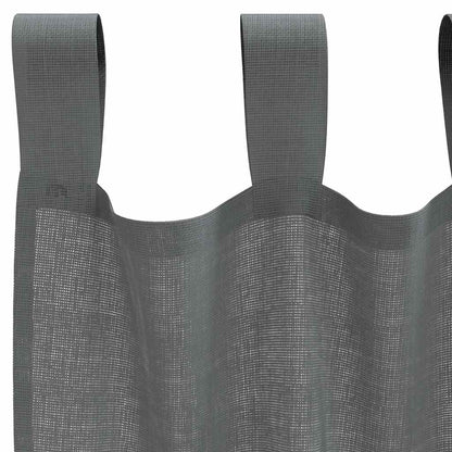 Voile Curtains with Loops 2 pcs Dark Grey 140x260 cm