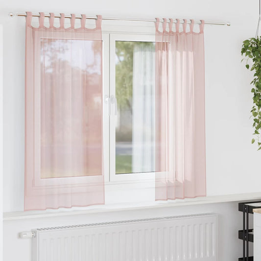 Voile Curtains with Loops 2 pcs Light Pink 140x140 cm
