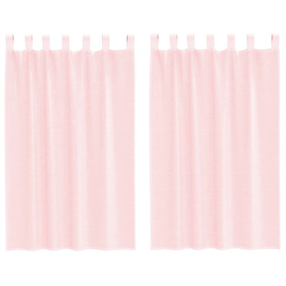Voile Curtains with Loops 2 pcs Light Pink 140x175 cm