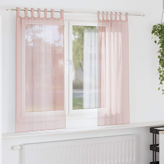 Voile Curtains with Loops 2 pcs Light Pink 140x175 cm