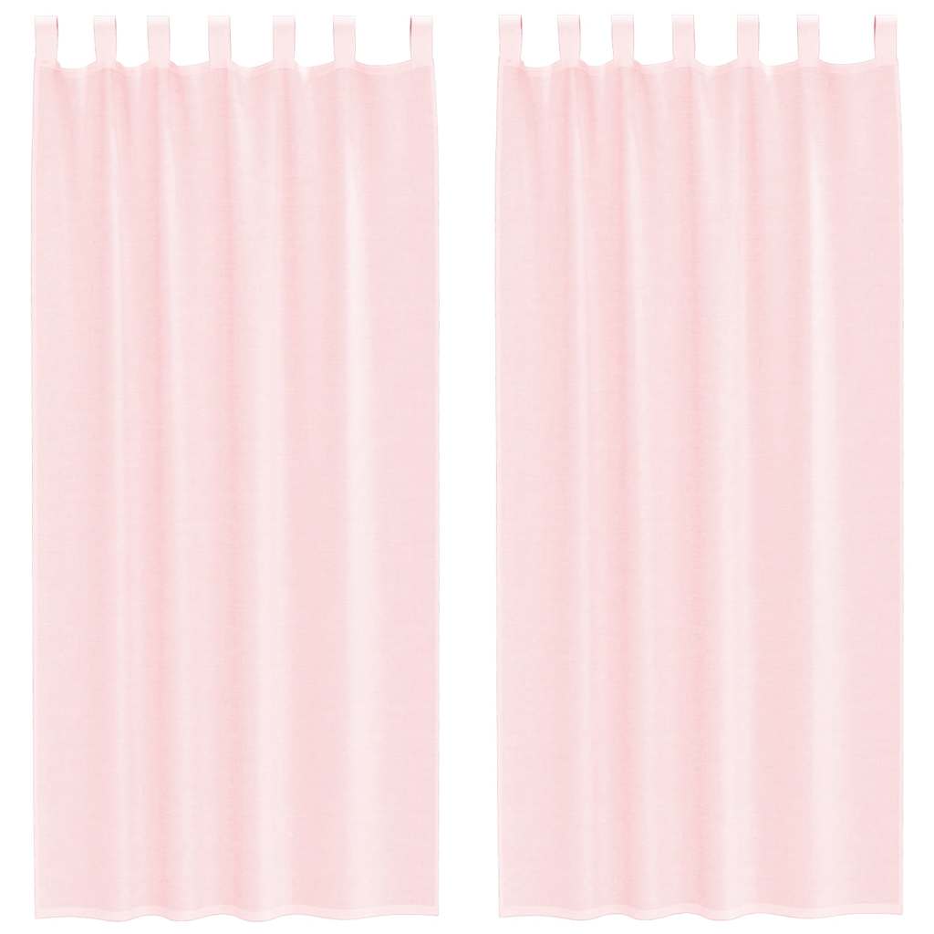 Voile Curtains with Loops 2 pcs Light Pink 140x225 cm