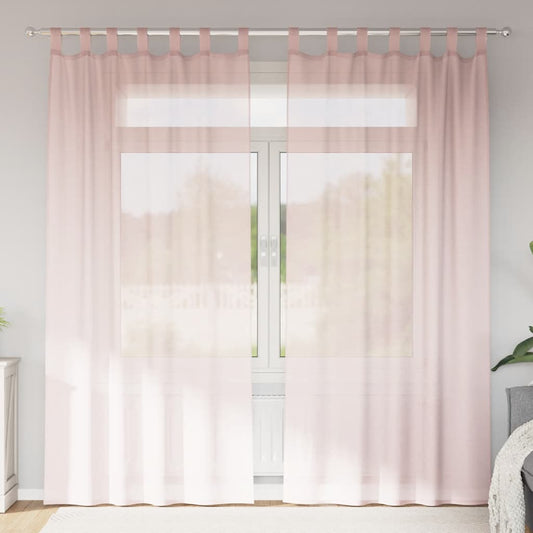Voile Curtains with Loops 2 pcs Light Pink 140x225 cm