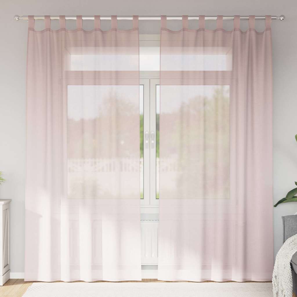 Voile Curtains with Loops 2 pcs Light Pink 140x245 cm