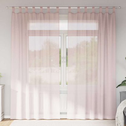 Voile Curtains with Loops 2 pcs Light Pink 140x245 cm