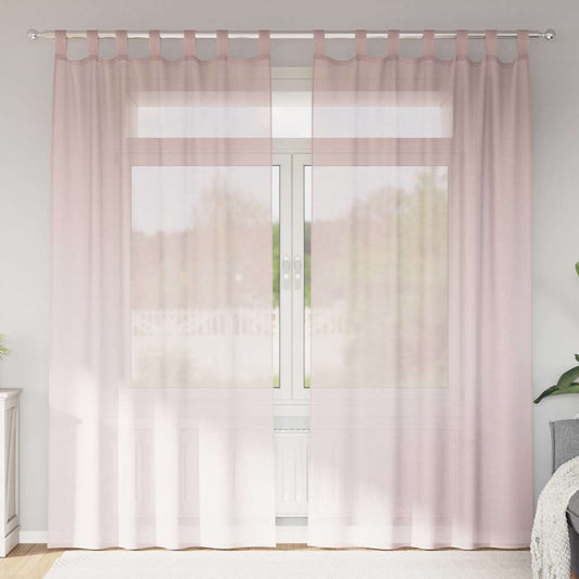 Voile Curtains with Loops 2 pcs Light Pink 140x245 cm