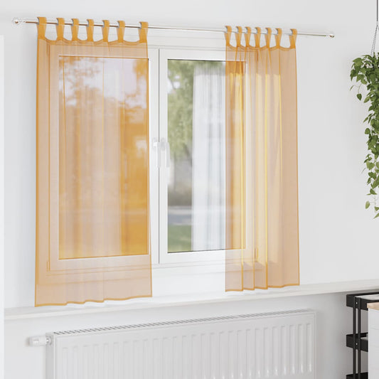 Voile Curtains with Loops 2 pcs Orange 140x175 cm