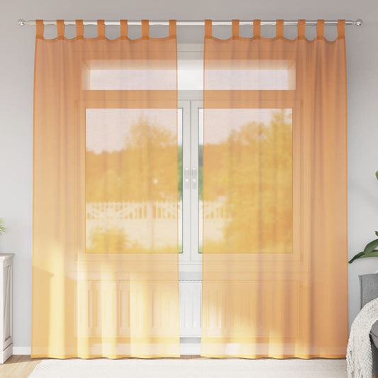 Voile Curtains with Loops 2 pcs Orange 140x245 cm