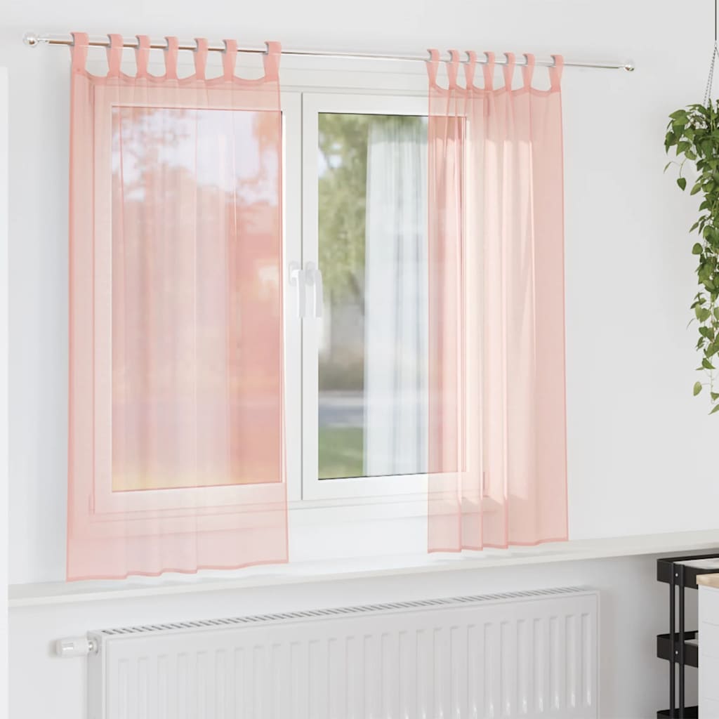 Voile Curtains with Loops 2 pcs Pink 140x140 cm