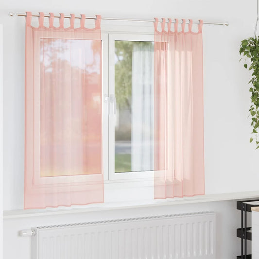 Voile Curtains with Loops 2 pcs Pink 140x140 cm