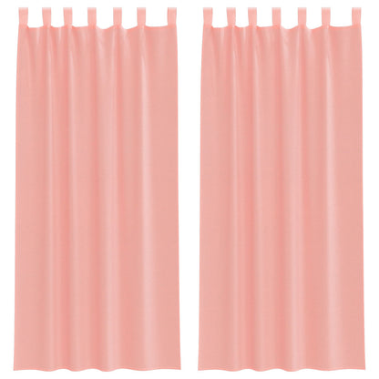 Voile Curtains with Loops 2 pcs Pink 140x245 cm