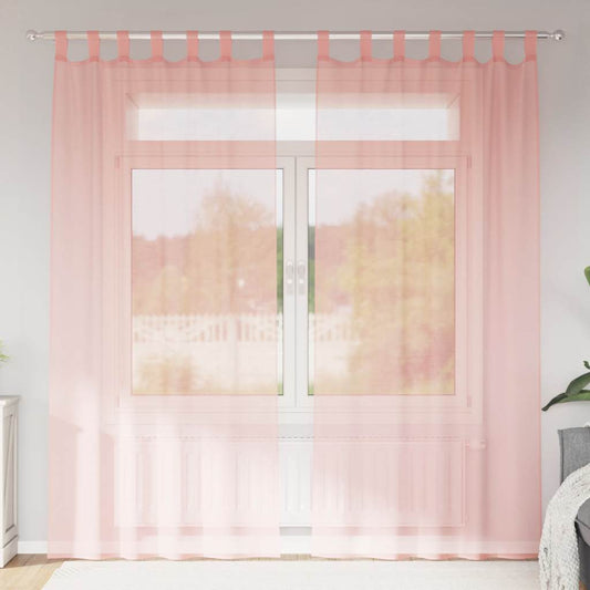 Voile Curtains with Loops 2 pcs Pink 140x245 cm