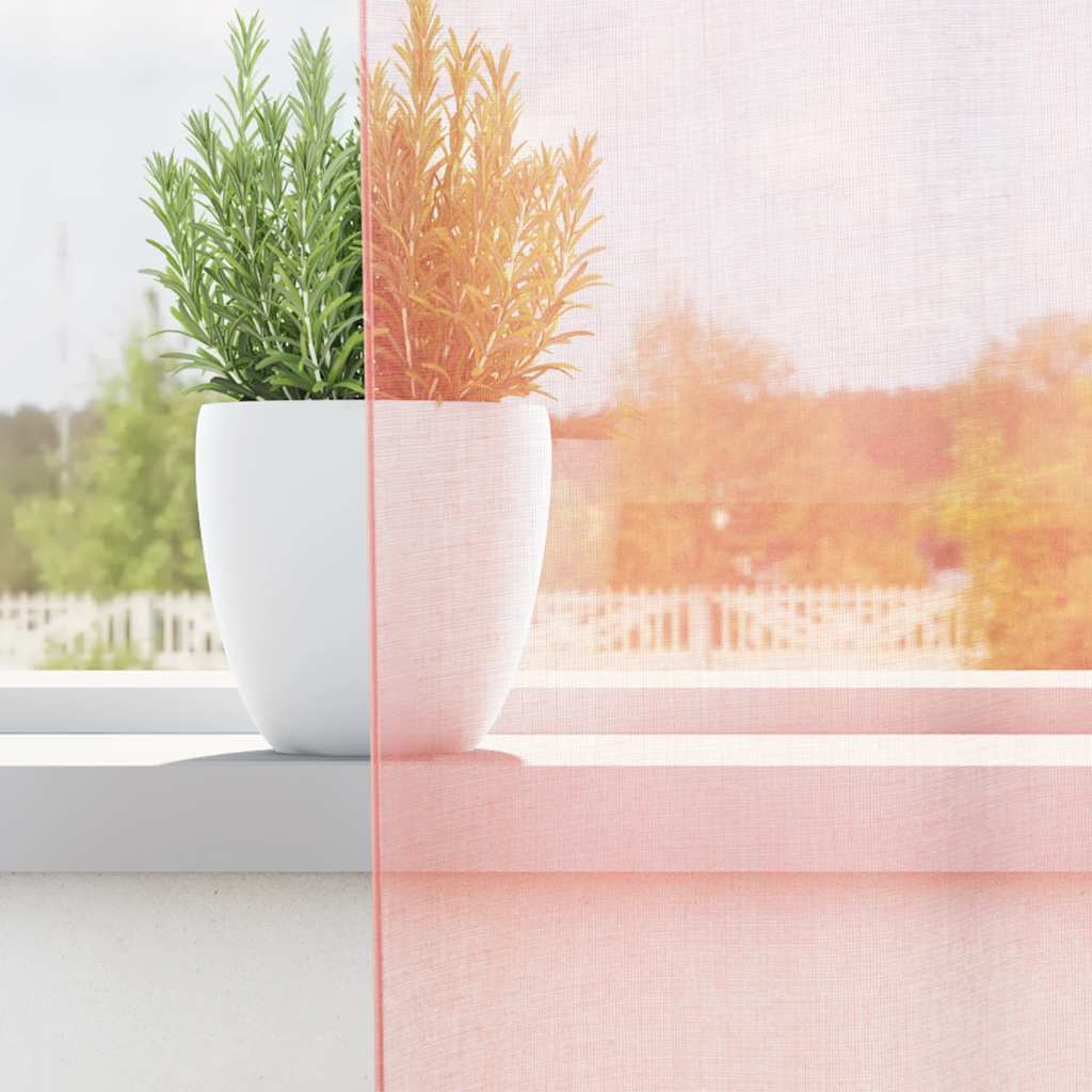 Voile Curtains with Loops 2 pcs Pink 140x260 cm