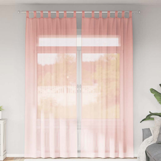 Voile Curtains with Loops 2 pcs Pink 140x260 cm