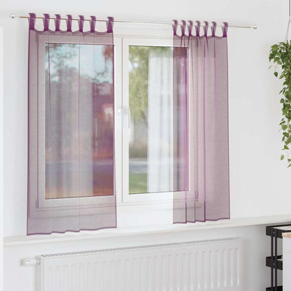 Voile Curtains with Loops 2 pcs Purple 140x140 cm