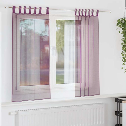 Voile Curtains with Loops 2 pcs Purple 140x140 cm